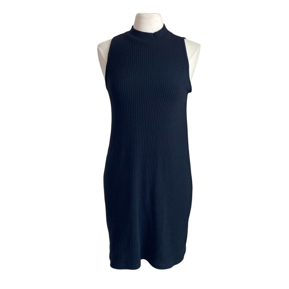 OLD NAVY Sweater Dress Womens Sz Large Ribbed Black Sleeveless Coastal Classic